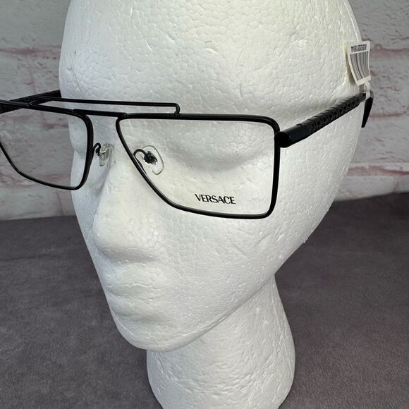 Versace NWT VE1295 1433 Black Matte Pilot Unisex Eyeglasses - Picture 4 of 12